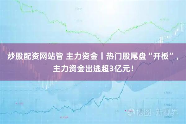 炒股配资网站皆 主力资金丨热门股尾盘“开板”，主力资金出逃超3亿元！